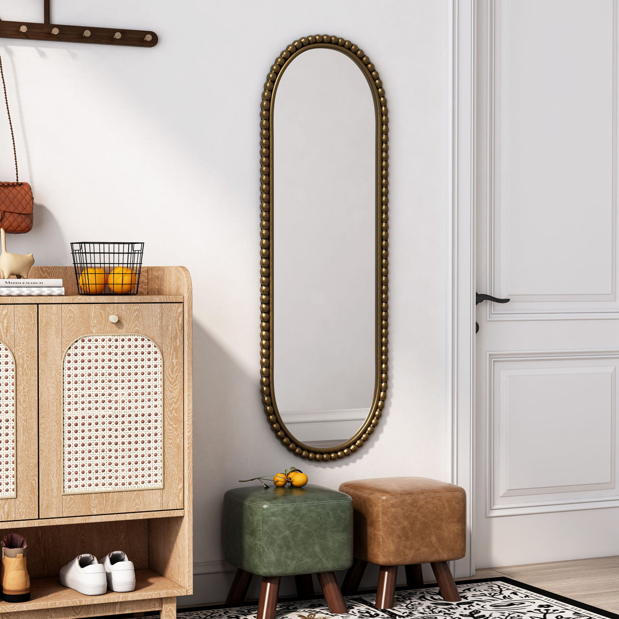 Oval Retro Mirror, Wall Hanging Mirror For Living Room