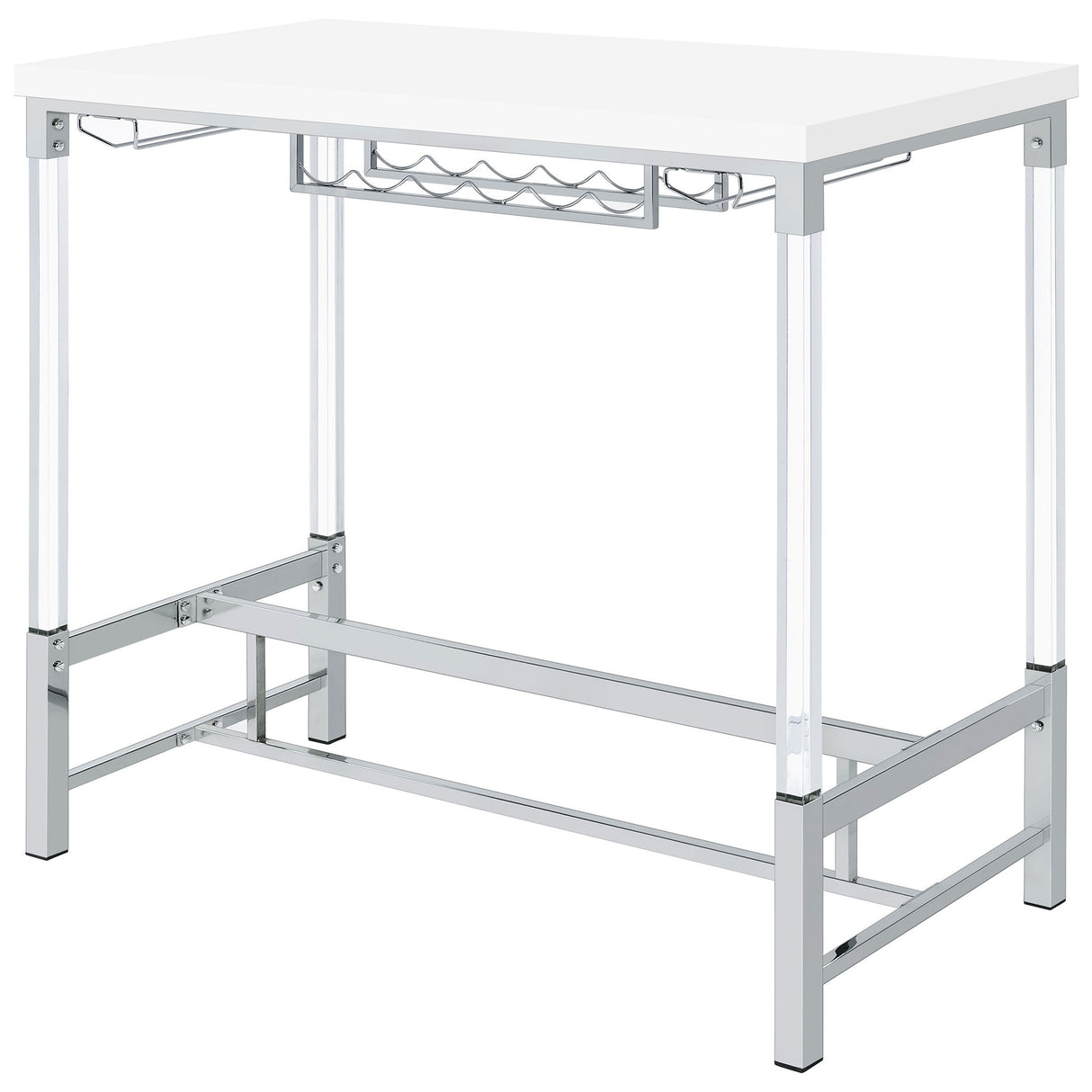 Tonneson - Bar Table With Trestle Base And Wine Storage - White