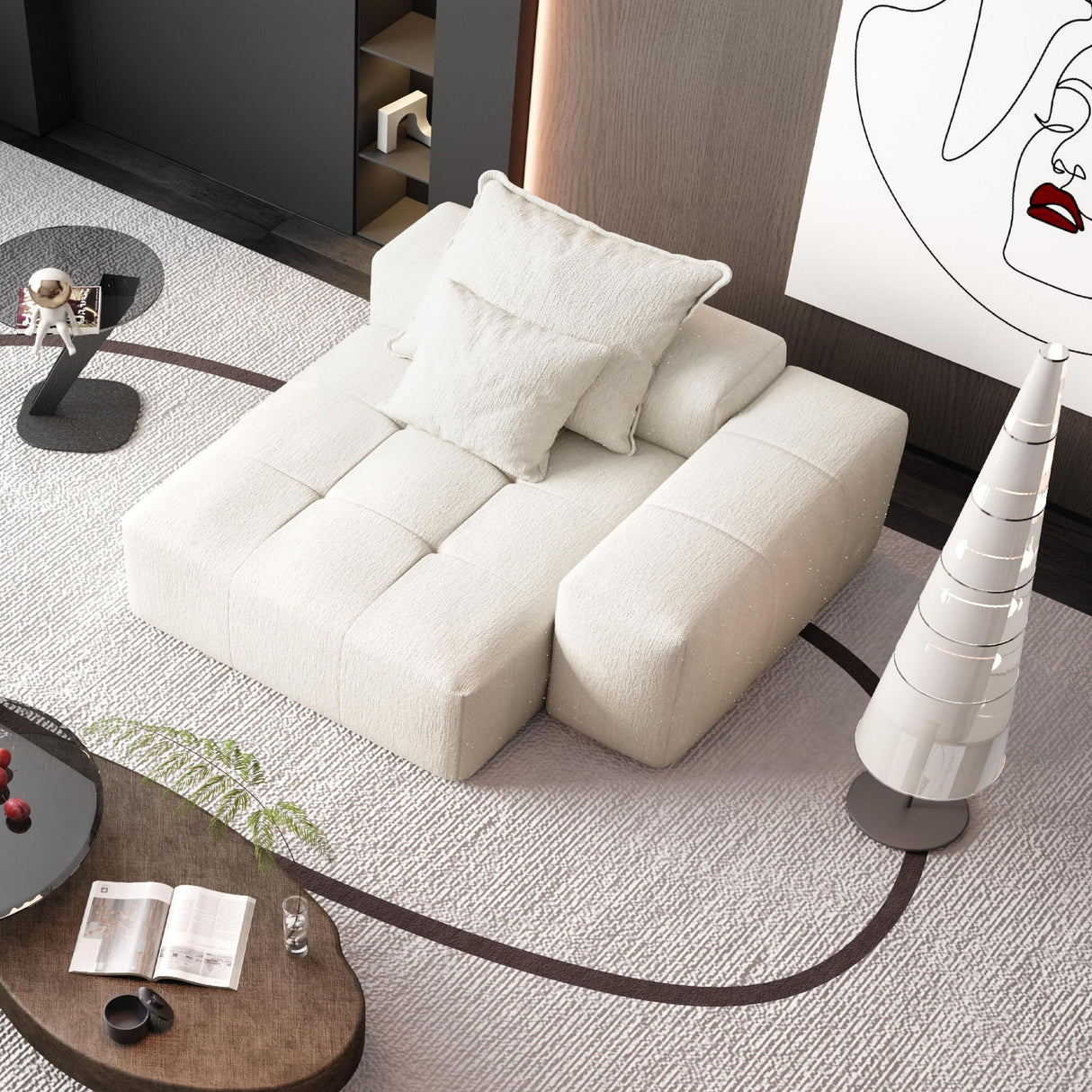 Modern Oversized Modular Sectional Sofa, Sparkling Fabric Soft Cushion Sofa With 2 Pillows