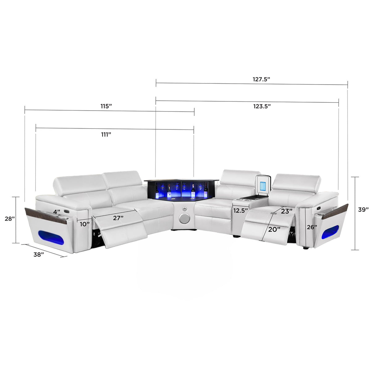 Nova - Sectional With Bluetooth Speaker, LED And Lifting Wine Cabinet