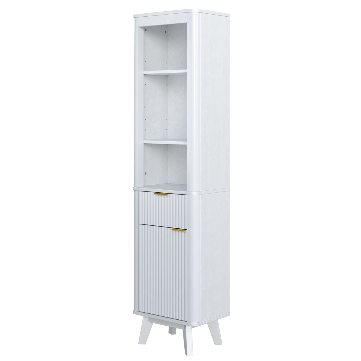 Tall Bathroom Storage Cabinet With Adjustable Shelves And 1 Drawer & Door