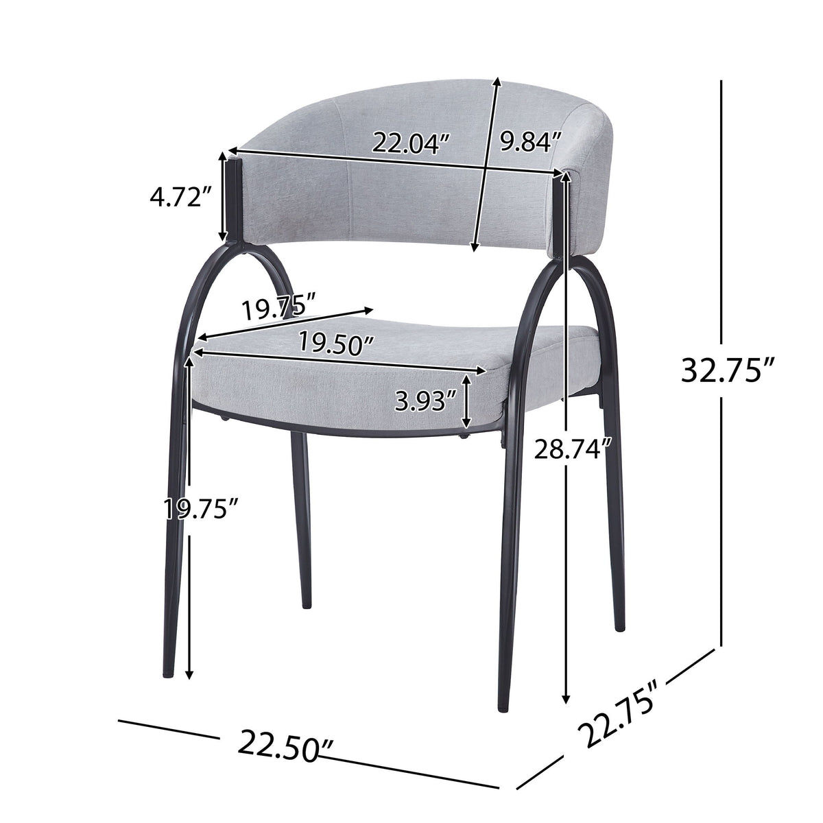 Modern Upholstered Dining Chairs With Metal Legs - Gray