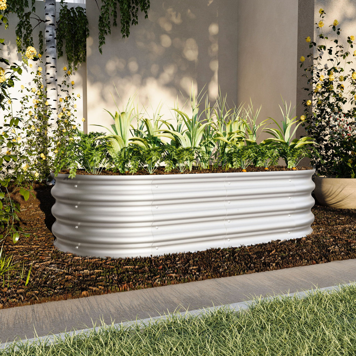 Heavy Duty Galvanized Raised Garden Bed Kit For Vegetables, Flowers & Herbs