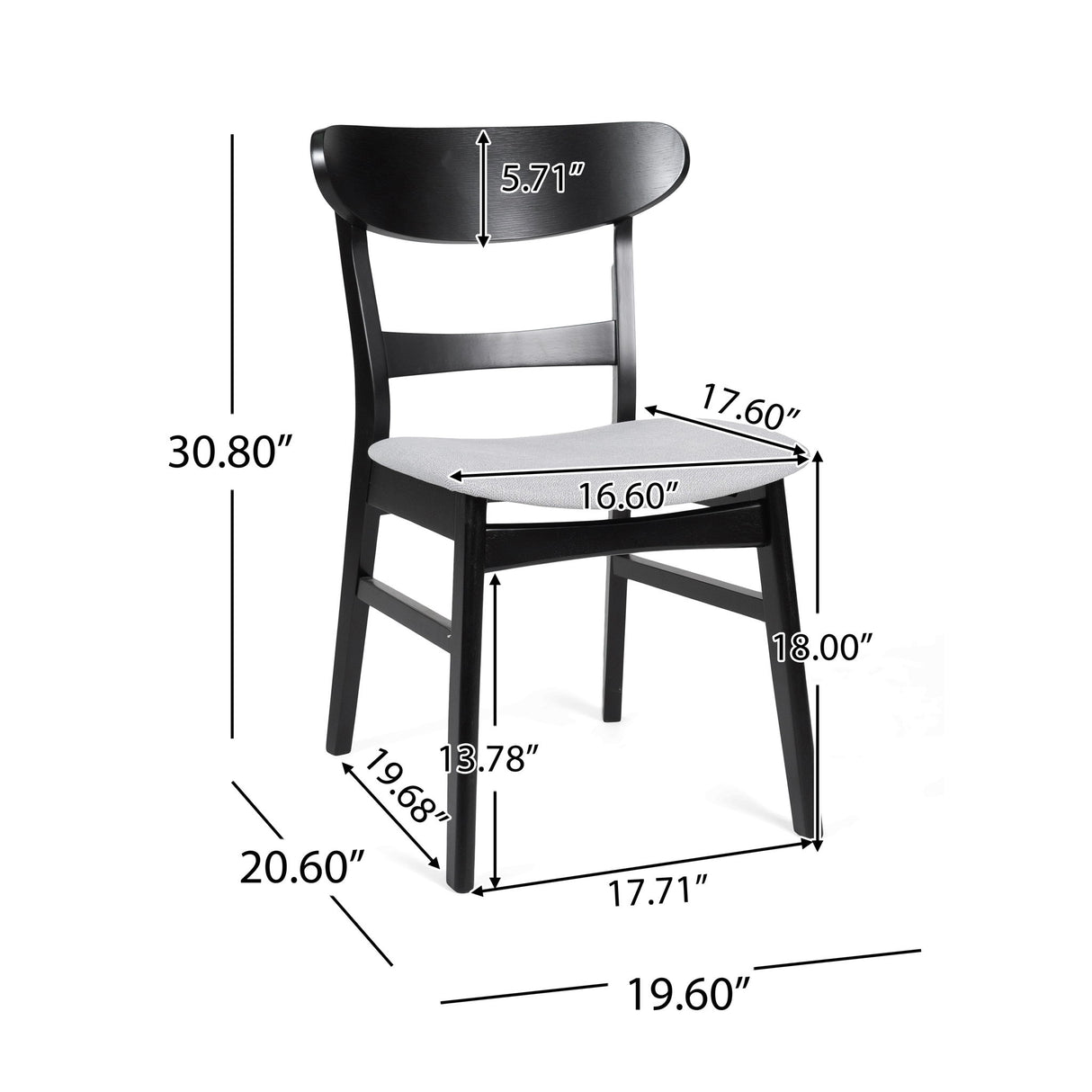 Mid Century Dining Chairs With Cushioned Seats And Wood Frame (Set of 2)