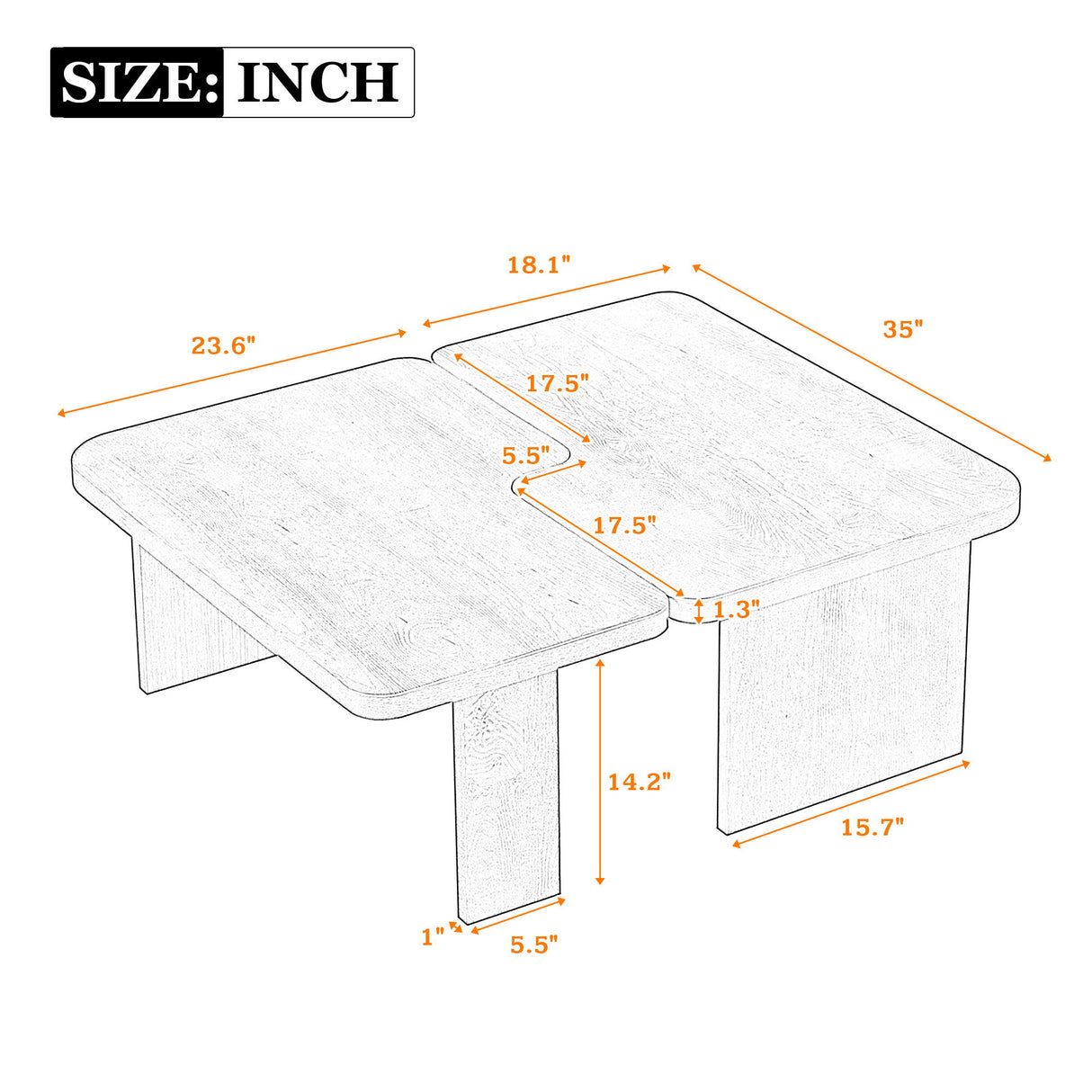 Modern Minimalist Coffee Table Set With Splicing Design