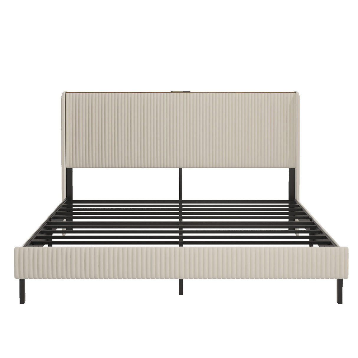 Platform Bed With Metal Frame And Charging Station