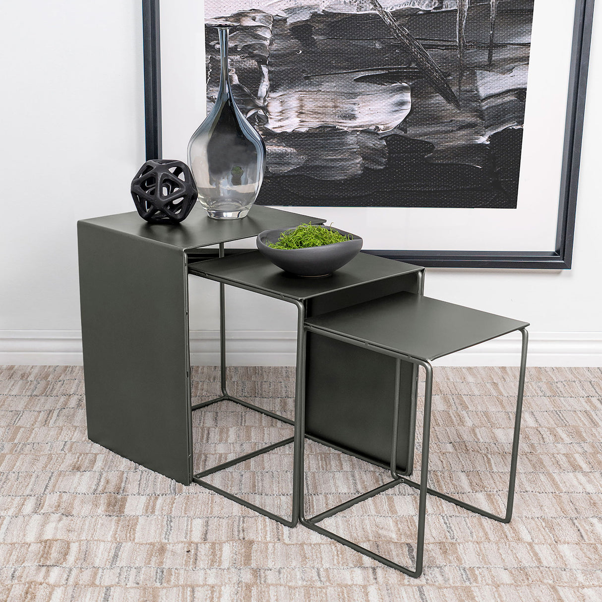 Vestal - 3 Piece Rectangular Nesting Table Set - Gray