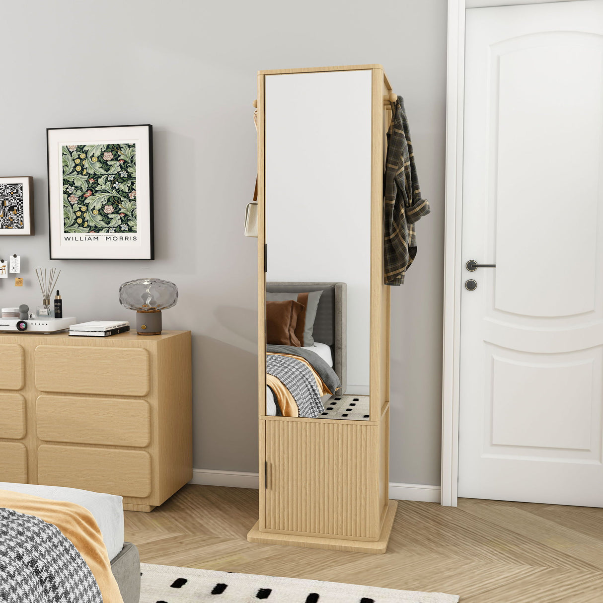 360° Rotating Makeup Cabinet With Full Length Mirror