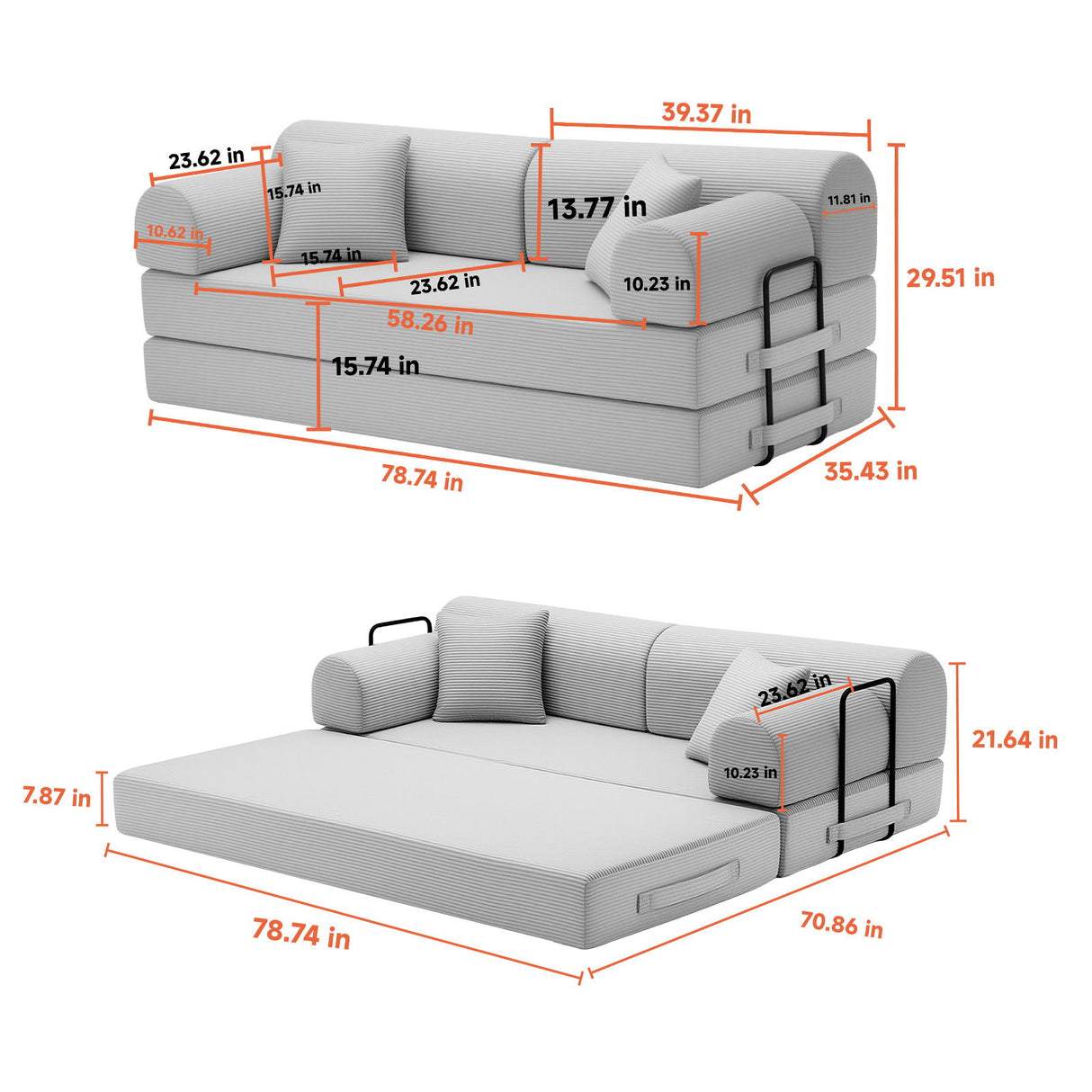 Convertible Sleeper Sofa Bed For Living Room