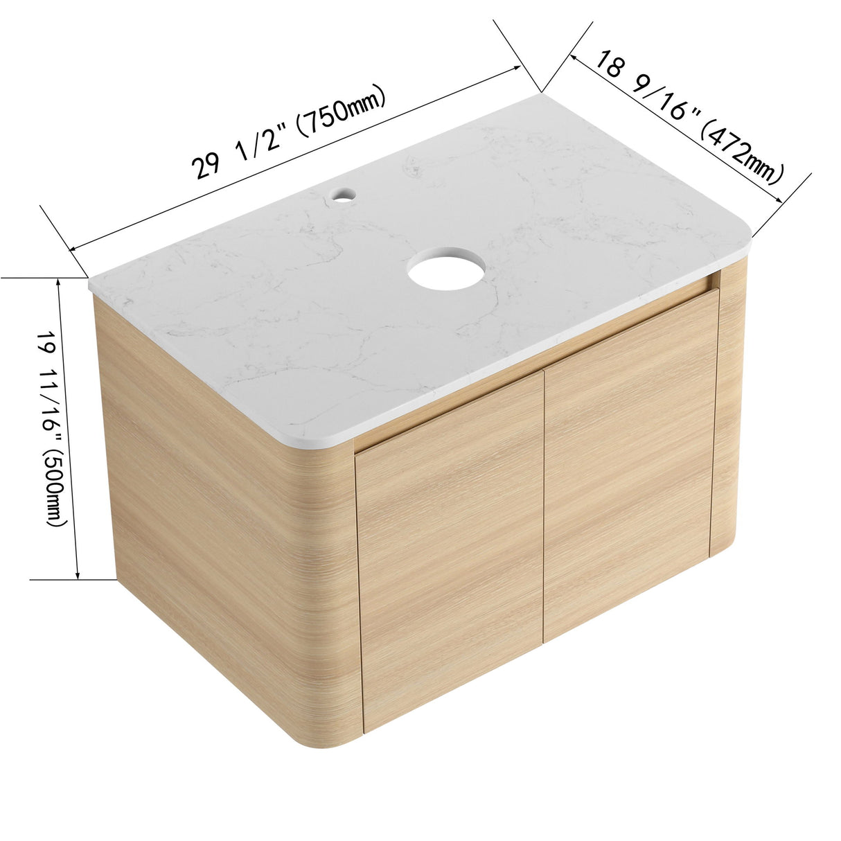 Wall Mounted Bathroom Vanity With Soft Close Door, Excluding Sink