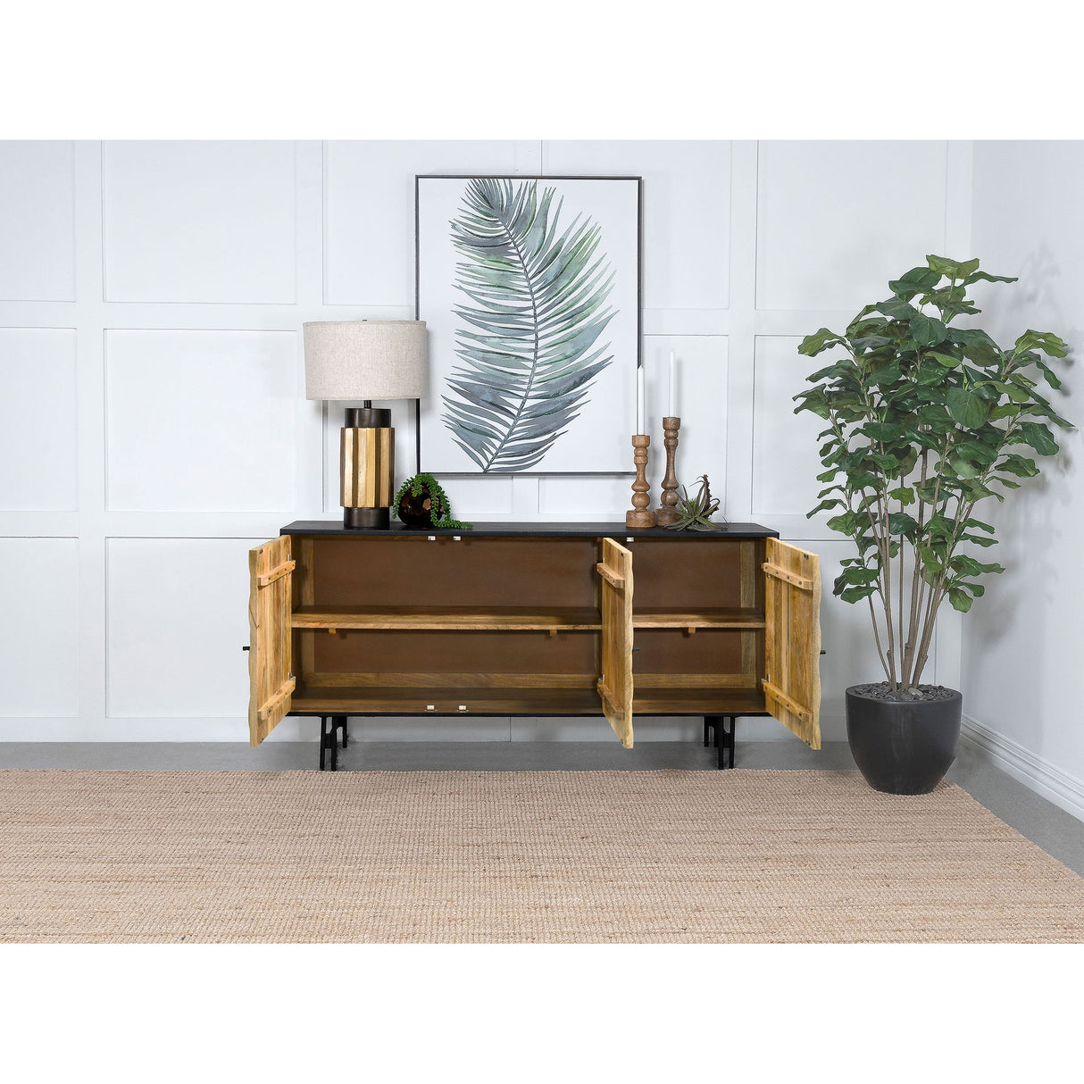 Madrid - 3 Door Accent Cabinet Doors - Natural / Black