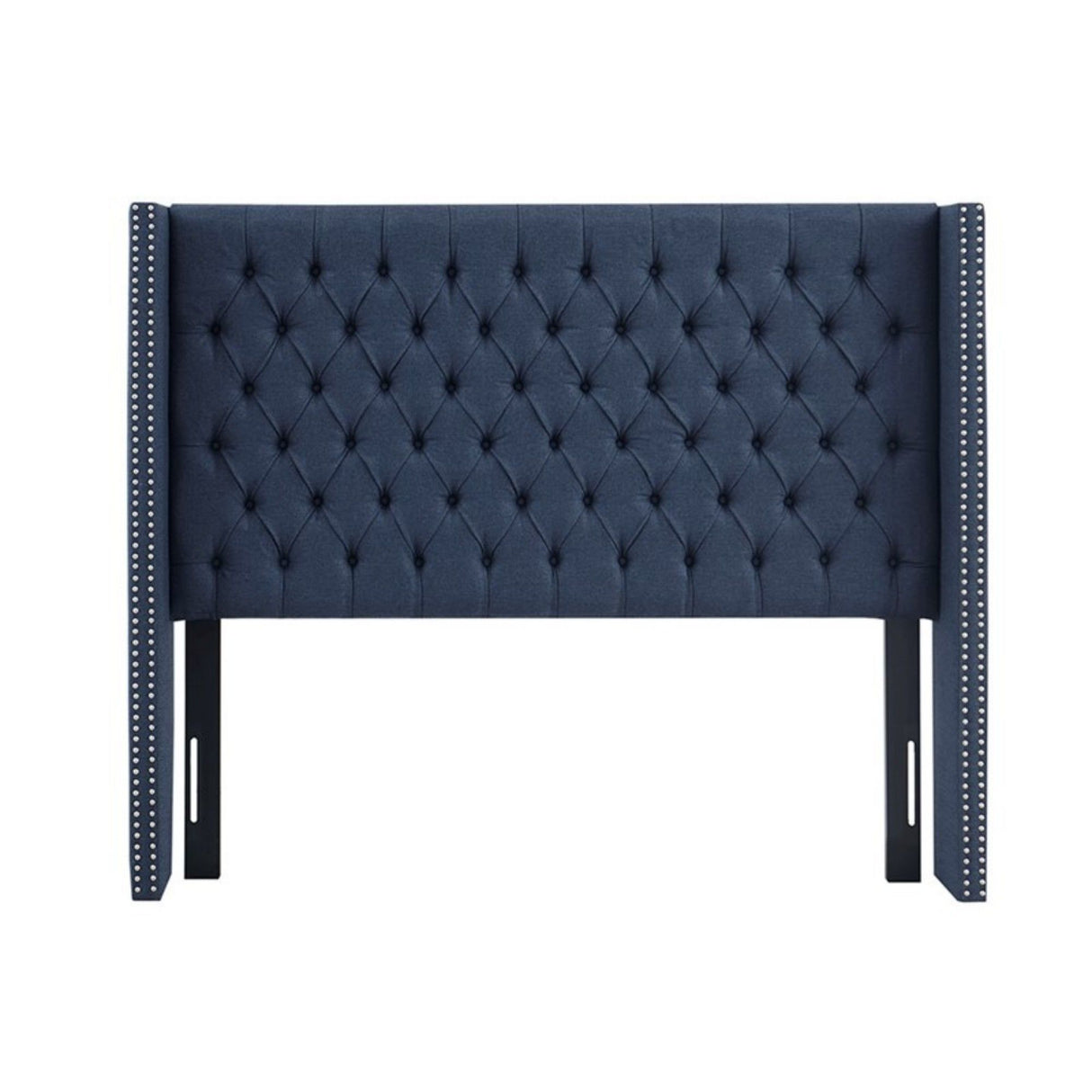 Transitional Upholstery Headboard With Tufted Buttons And Nailhead Trim