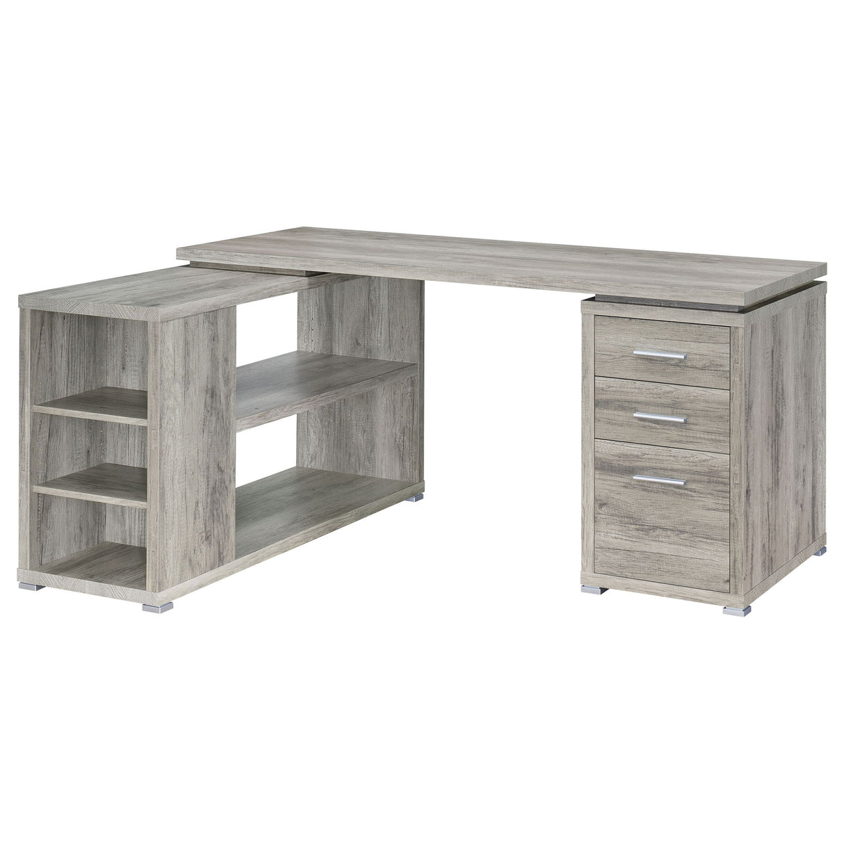 Tona - L-Shape Computer Desk With 3 Drawers And 5 Shelves
