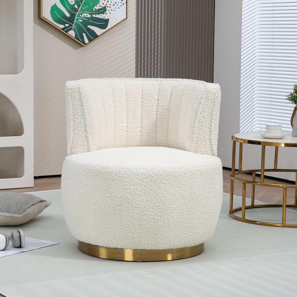 360 Degree Swivel Cuddle Barrel Accent Sofa Chair