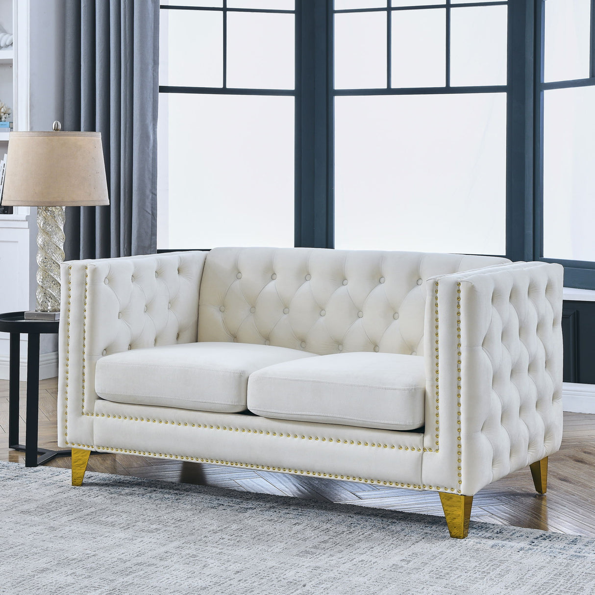 Modern Sofa With Button Tufting, Upholstered Couch For Living Room