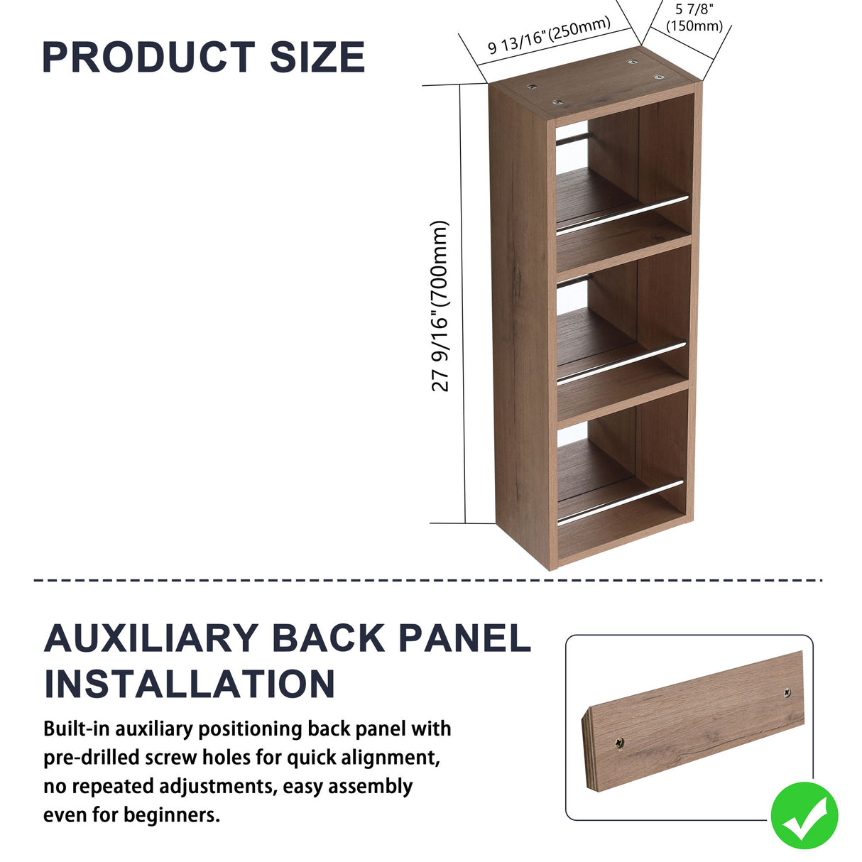 10" Wall Mounted Mirror Cabinet With Storage, Mirror - Imitative Oak