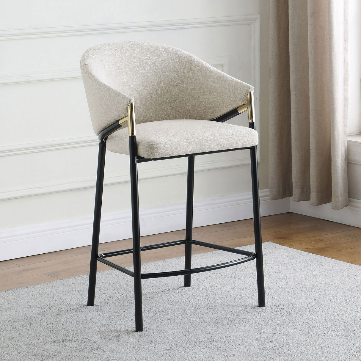 Sloped Arm Counter Stools (Set of 2) - Beige