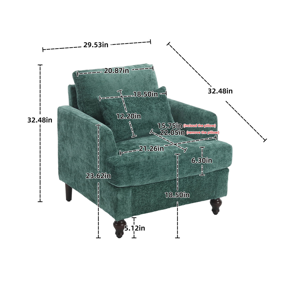 Modern Mid Century Wood Frame Armchair With Tufted Design