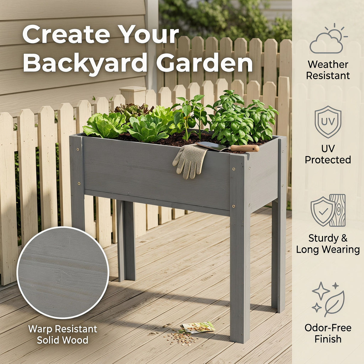 Raised Garden Bed With Legs, Elevated Planter Box For Outdoor Plants