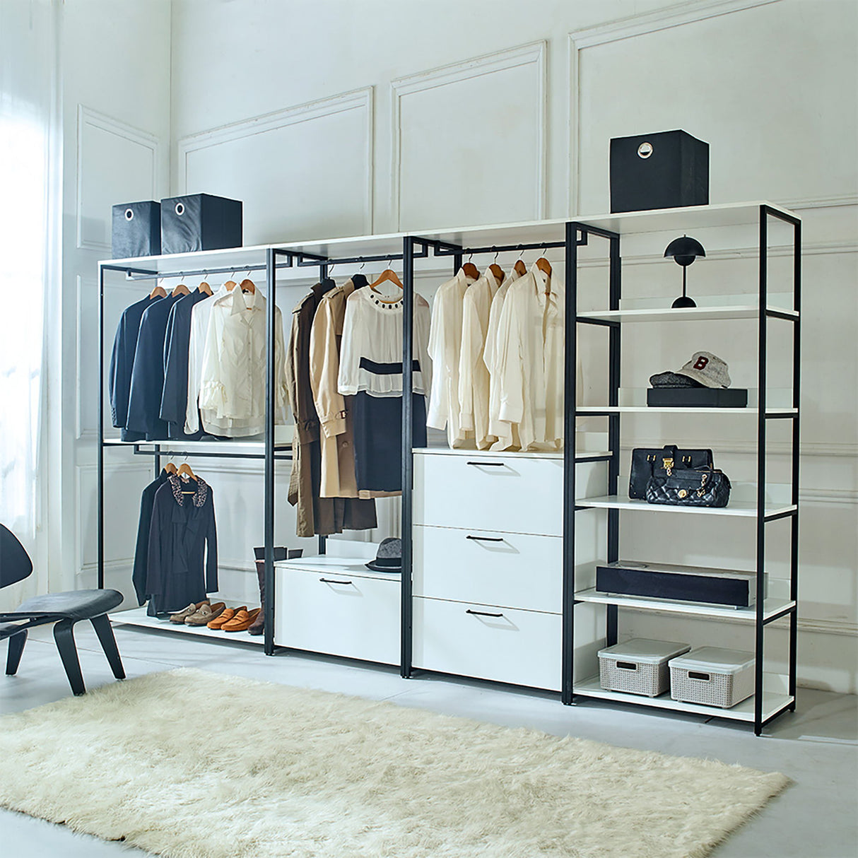 Fiona - Freestanding, Walk-In Closet System - White - Wood