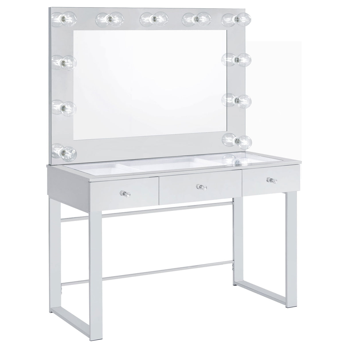 Trevor - 3 Drawer Makeup Vanity Table With Mirror - Chrome