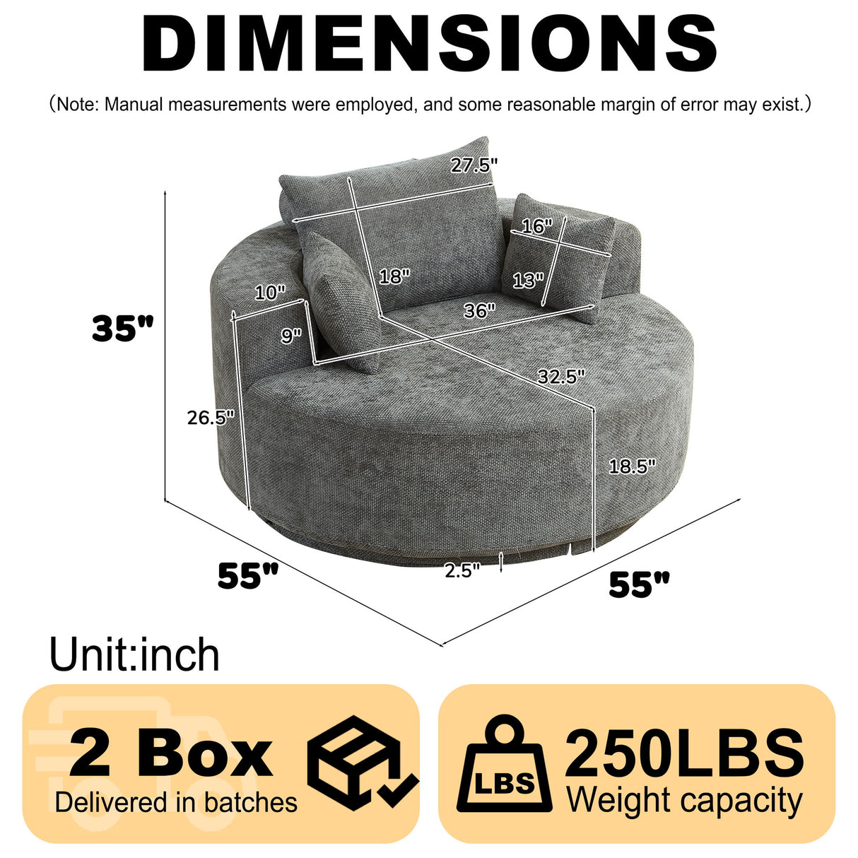Single 360 Degree Swivel Chair For Living Room