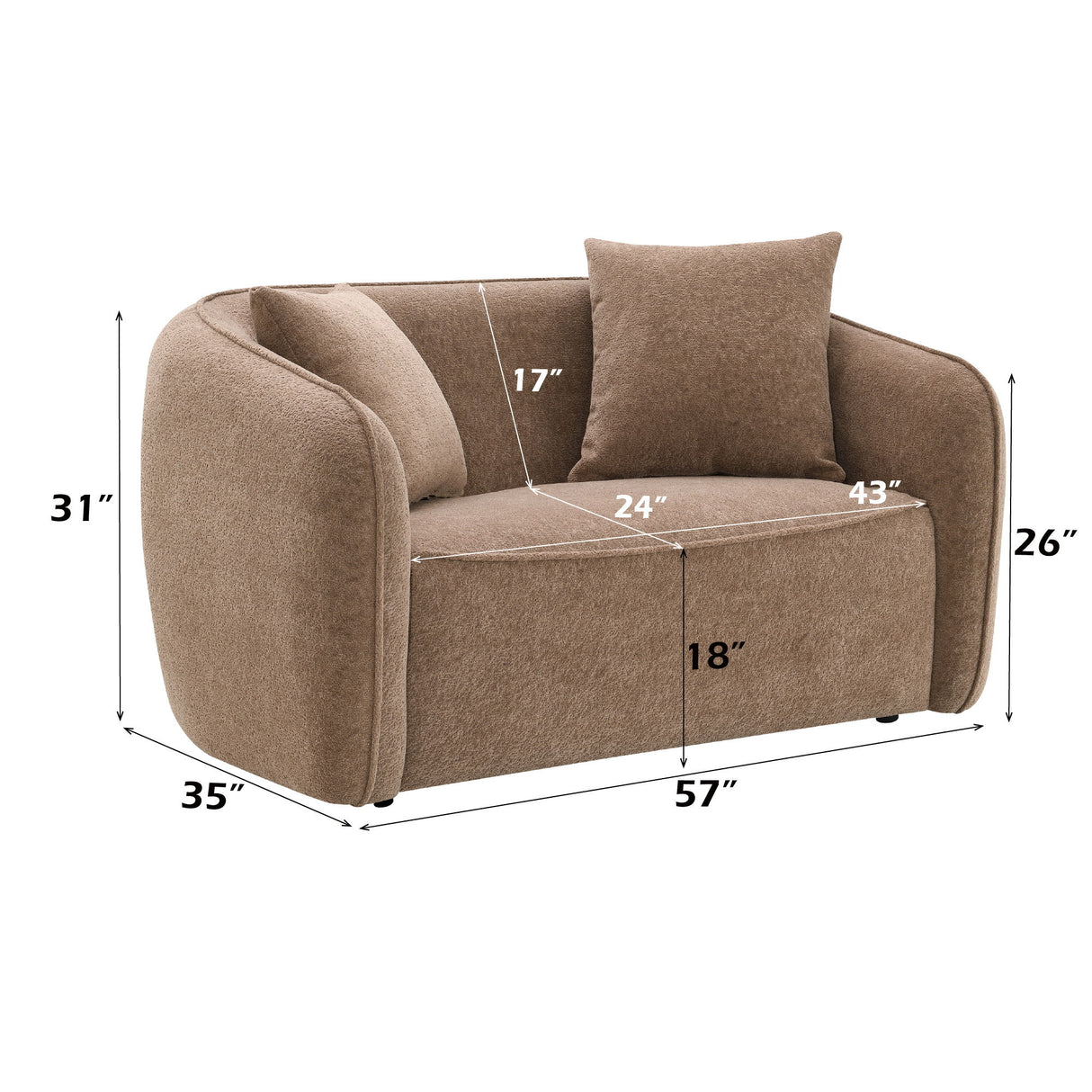 Keith - Loveseat With 2 Matching Color Toss Pillows