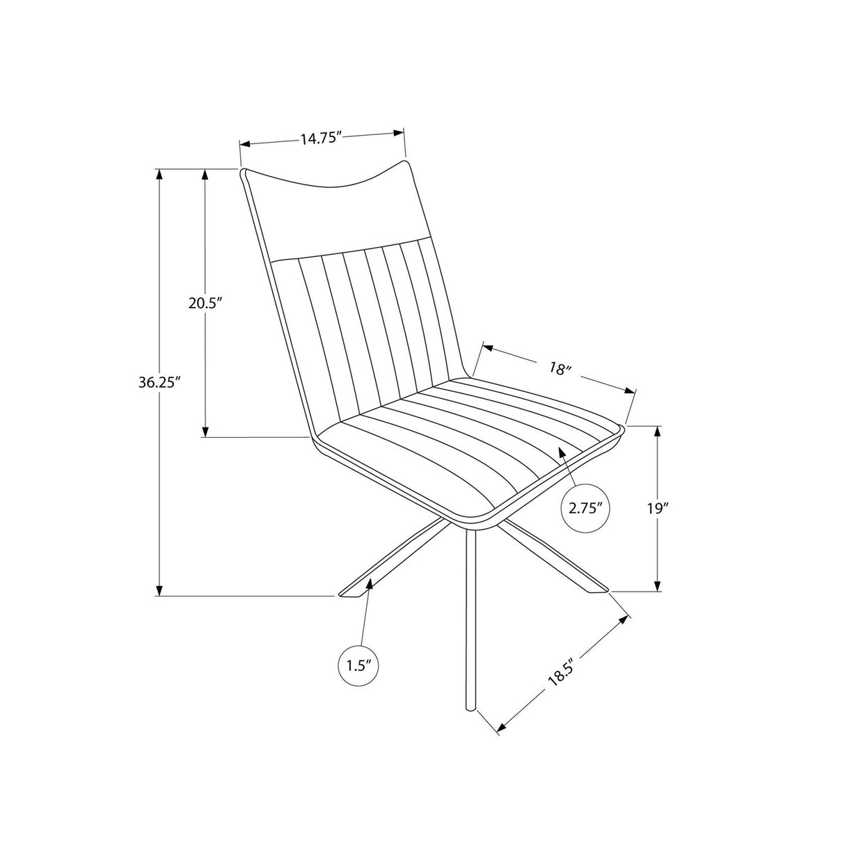 Dining Chair, Side, Upholstered For Dining Room, Modern