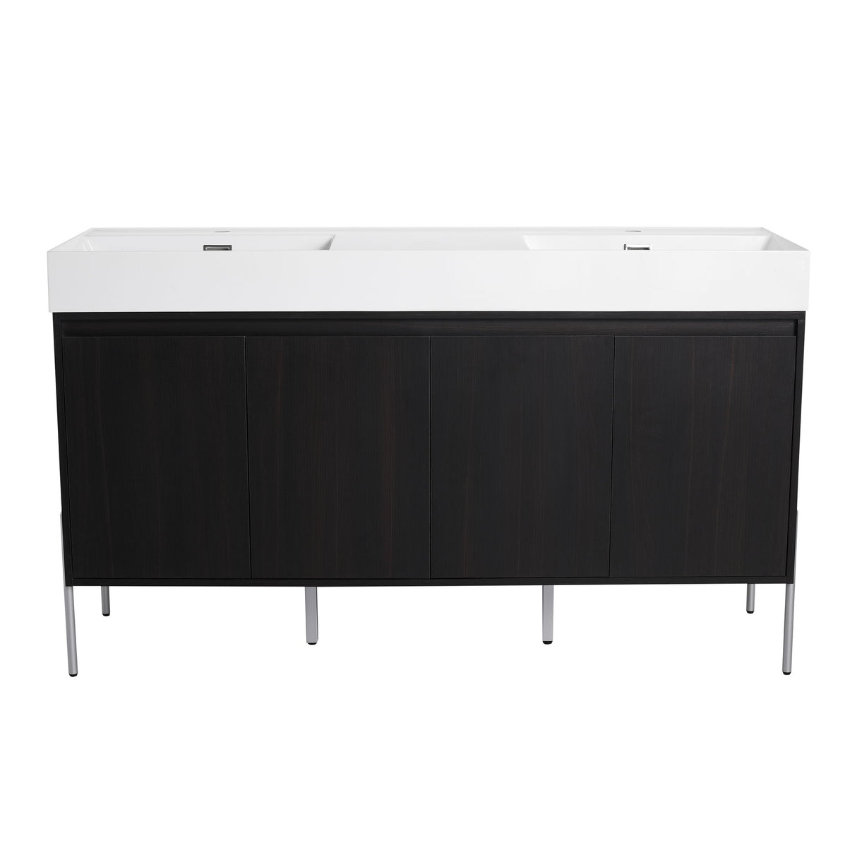 Freestanding Bathroom Vanity With Resin Sink And Storage Cabinet