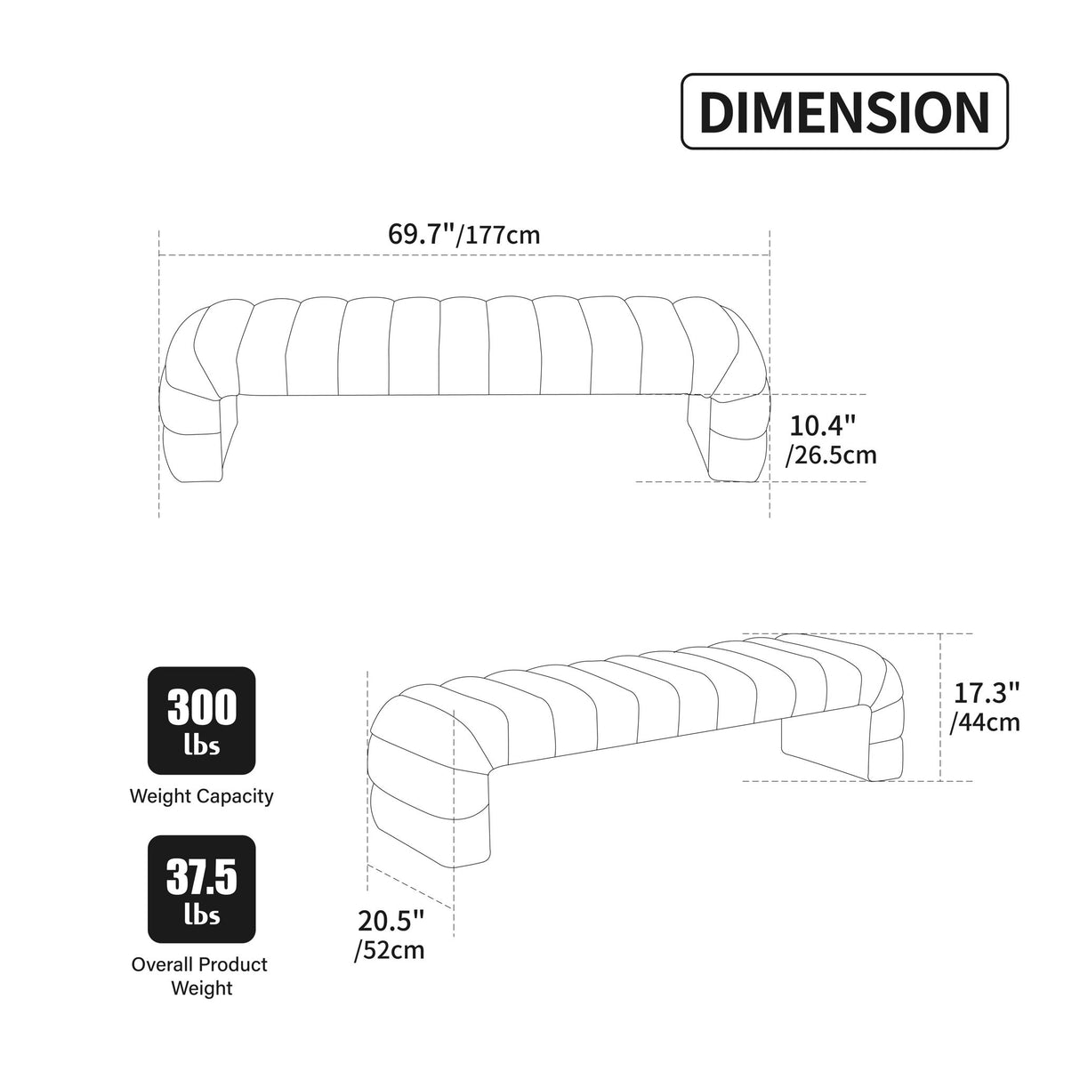 Modern Upholstered Armless Bed Bench With Channel Tufted Design