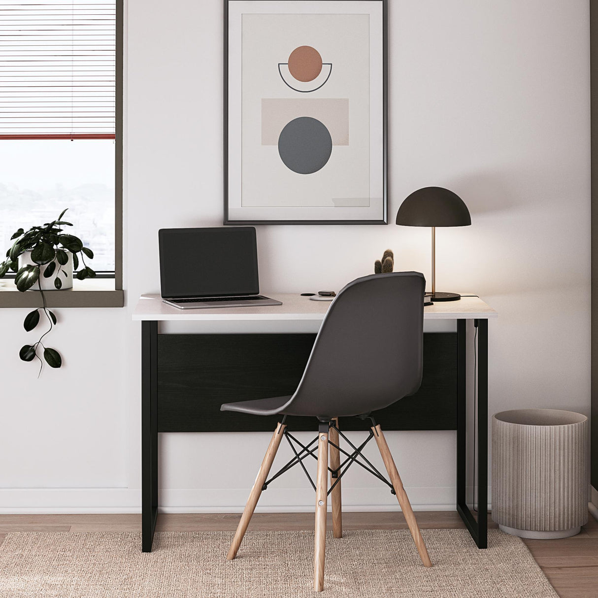 Sorina - Writing Desk - White / Light Oak