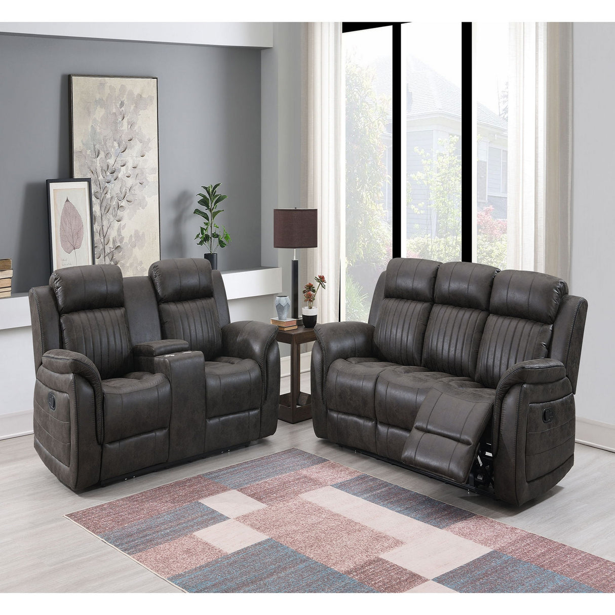 Steban - Console Reclining Loveseat - Gray