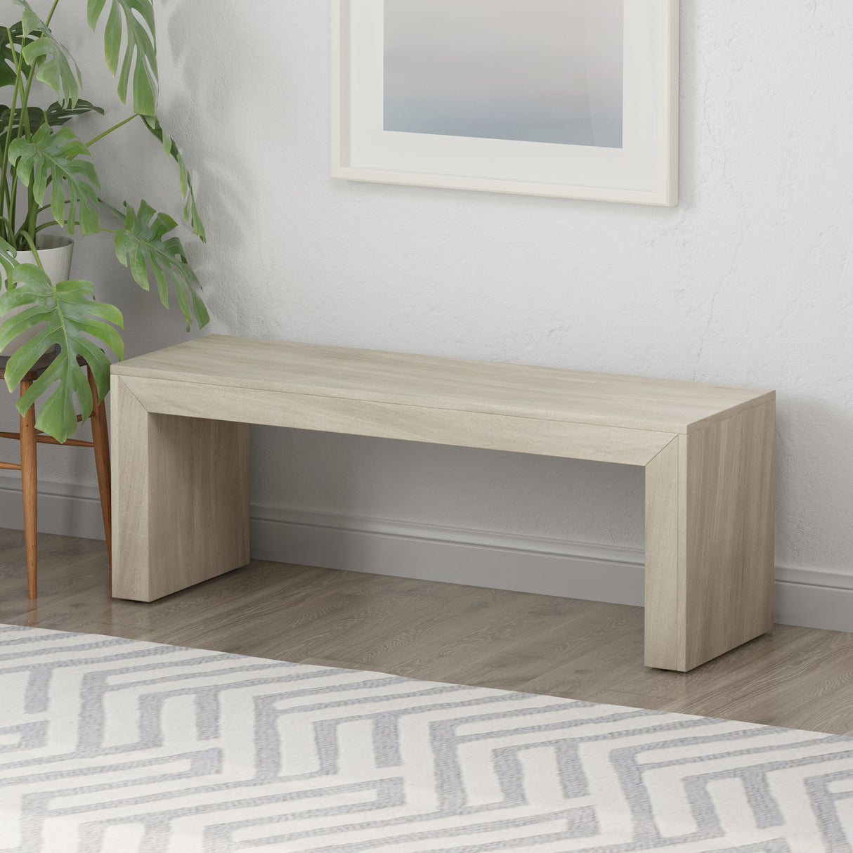 Acacia Wood Dining Bench, Farmhouse Style