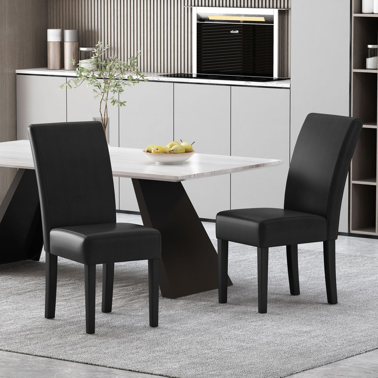 Contemporary Dining Chair With Rubberwood Legs (Set of 2)
