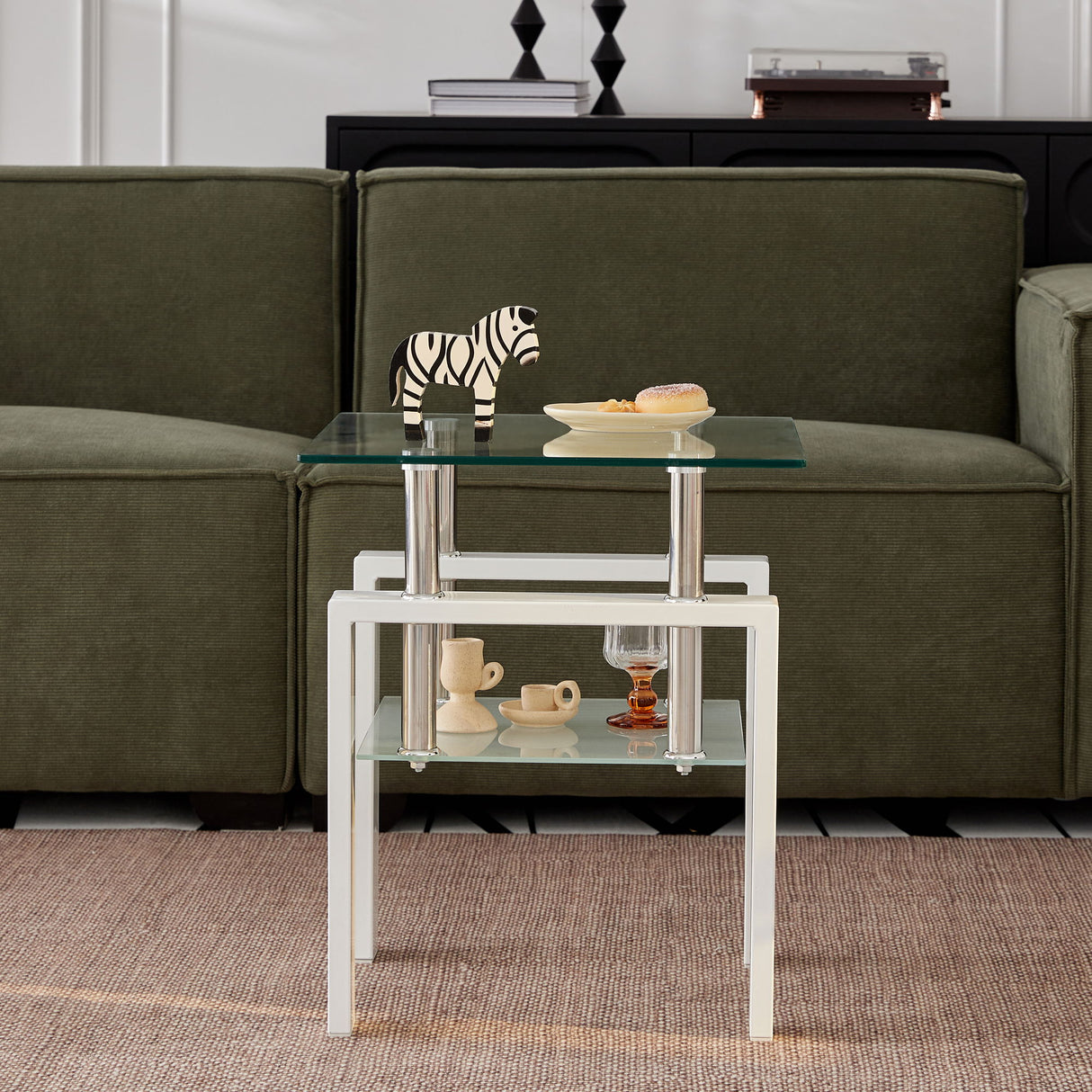 Tempered Glass Table With Storage