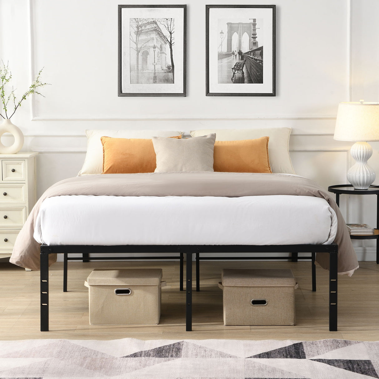 Heavy Duty Metal Bed Frame With Quiet Support