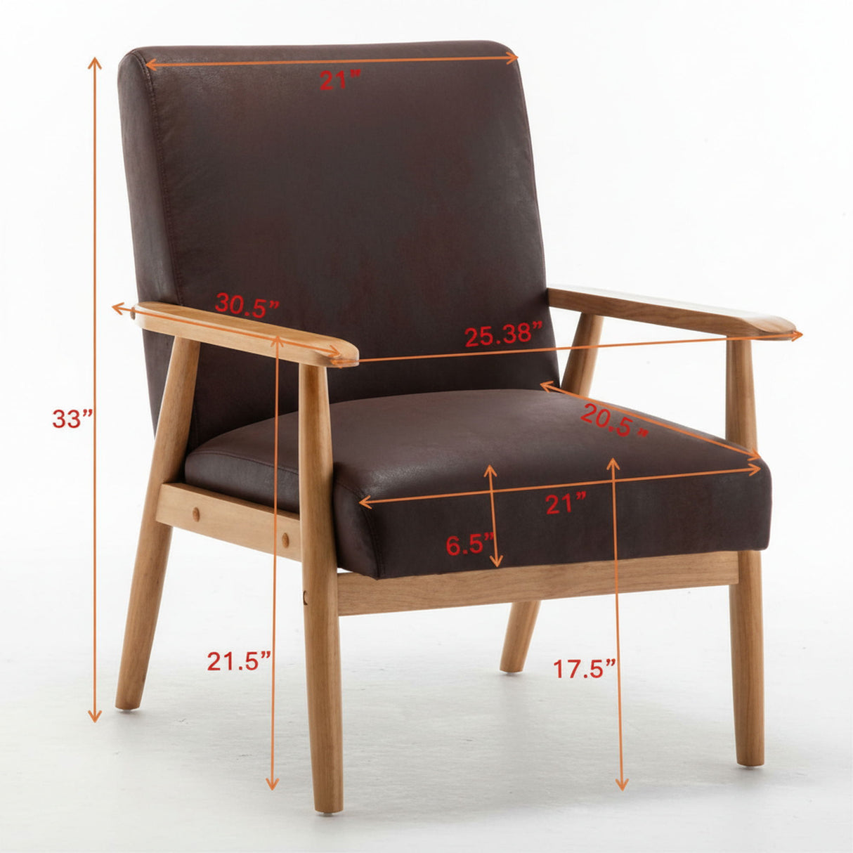 Wide Arm Chair - Light Brown