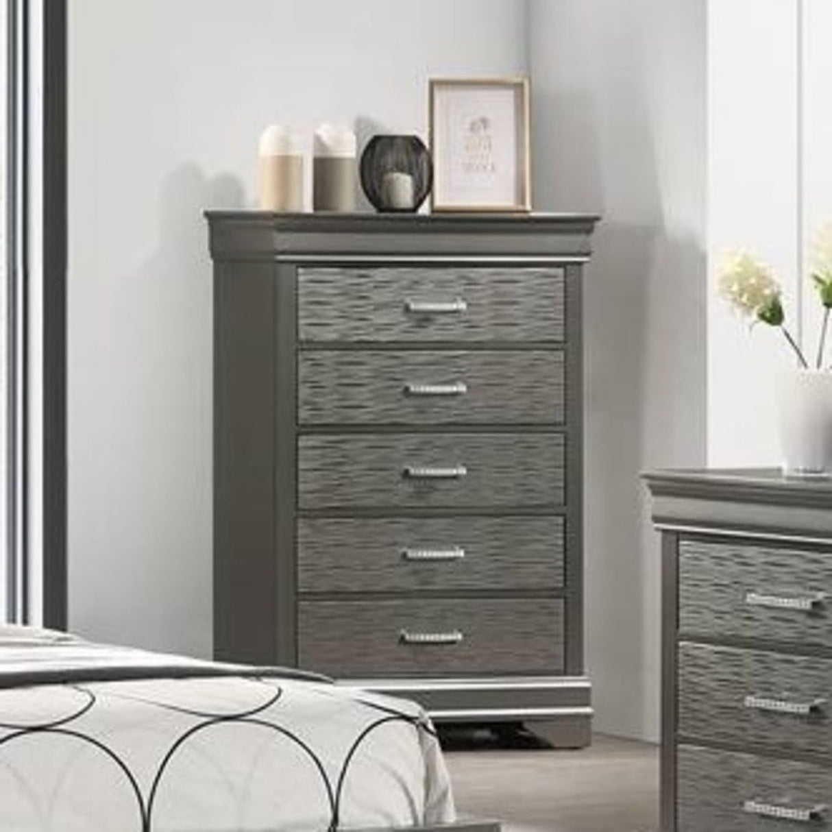 1 Piece Chest With Unique Drawers - Gray