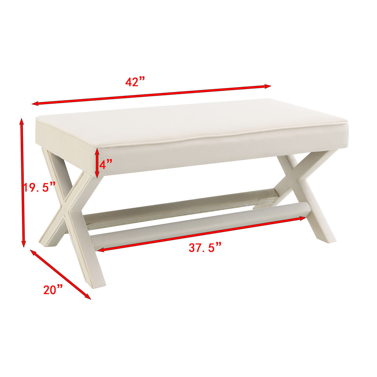 Comfort Double Bench Upholstered With X Crossed Legs