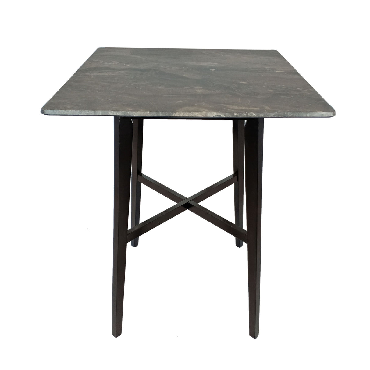 Modern Bar Height Dining Table, Rubberwood Legs And Laminate Table Top, Paladina Marble - Black
