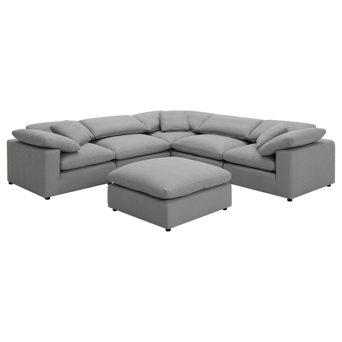 Segoura - 6 Piece Upholstered Modular Sectional With Ottoman - Gray