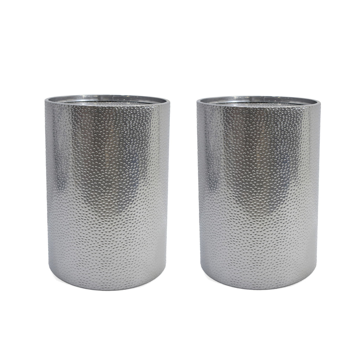 Modern Round Accent Table With Hammered Surface