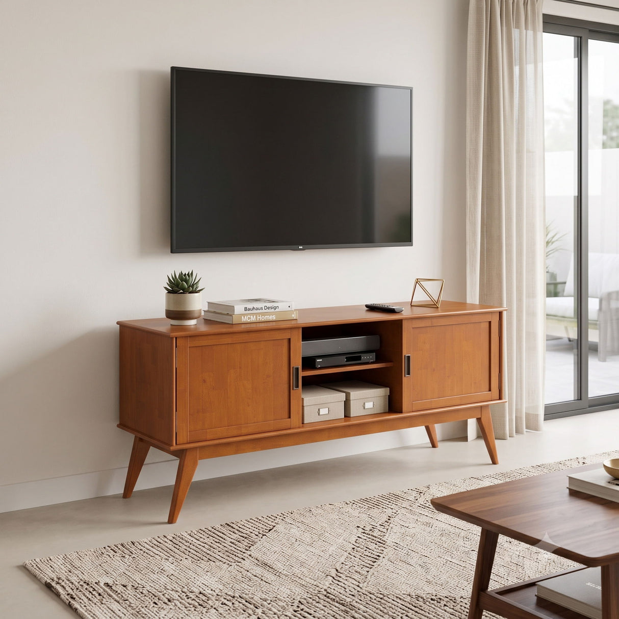 Draper - Handcrafted Mid Century Low TV Media Stand