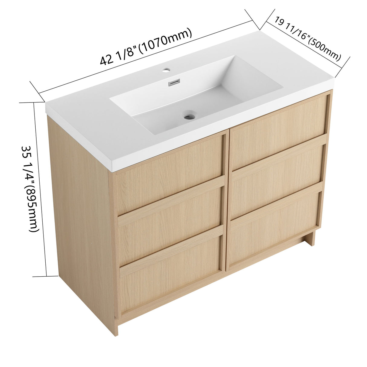 Freestanding Bathroom Vanity With Sink & 2 Soft Close Cabinet Doors