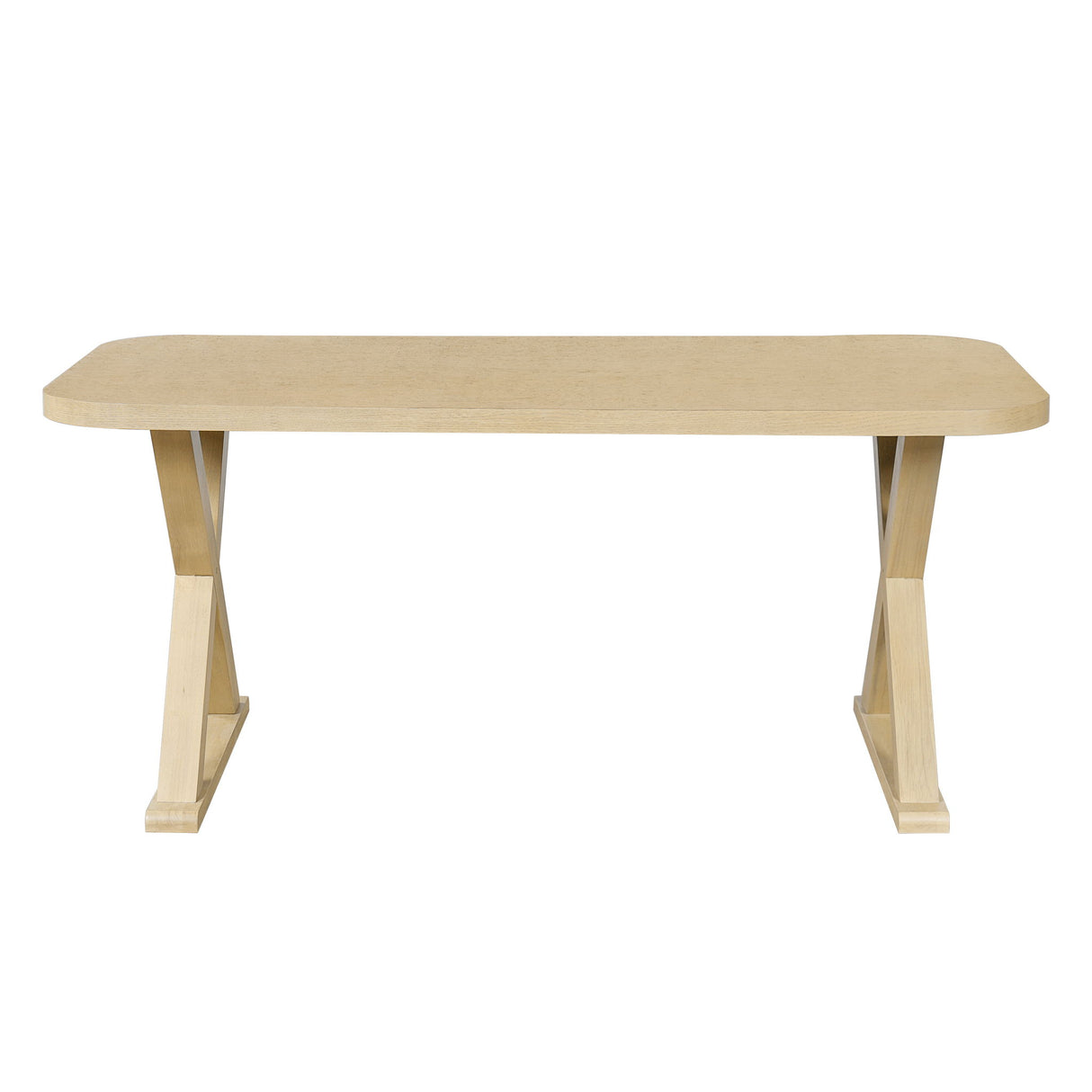Dining Table With X-Shaped Legs, Rectangular Indoor - Natural