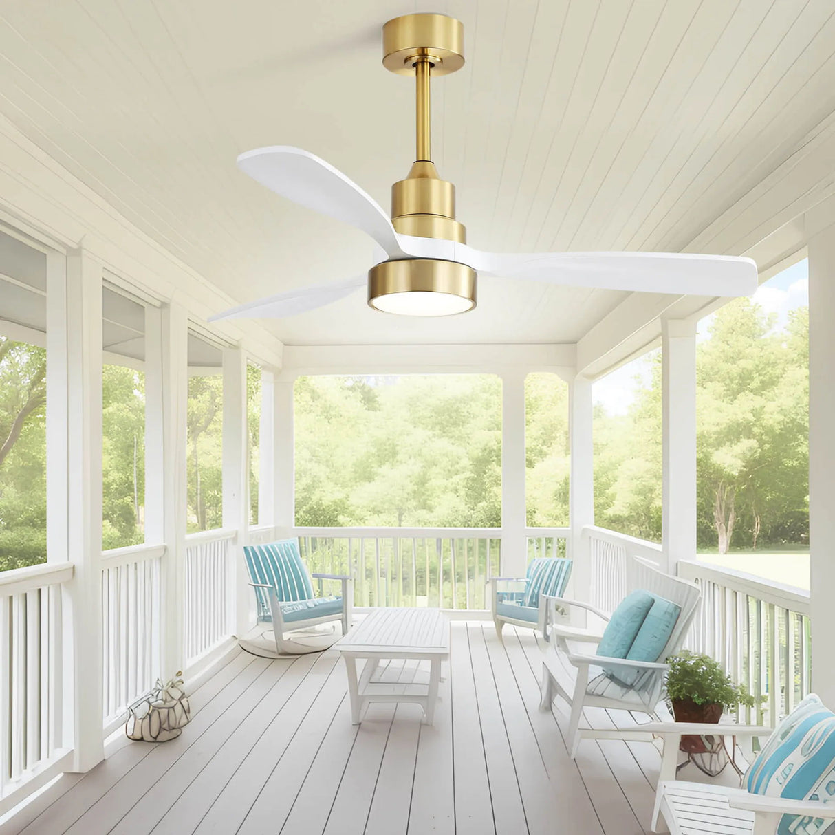 Indoor Ceiling Fan With Dimmable LED Light, 6 Speed Remote ControlLED DC Motor, Reversible Blades