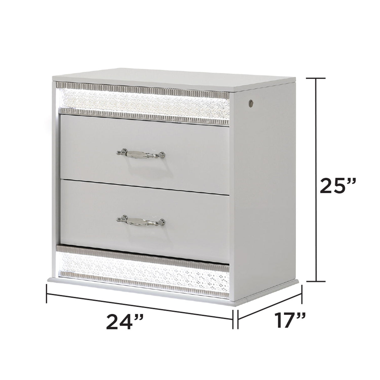Glam - 2 Drawer Nightstand With LED Lighting - White