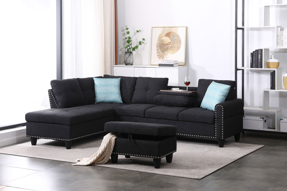 Alger - Left Hand Facing Sofa & Chaise With Ottoman