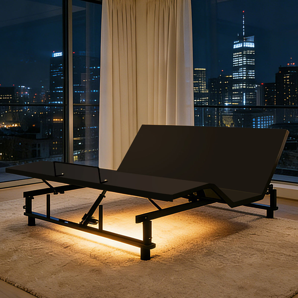 Adjustable Bed Base Frame With Wireless Remote, 4 USB Ports, Under Bed Nightlights, Zero Gravity