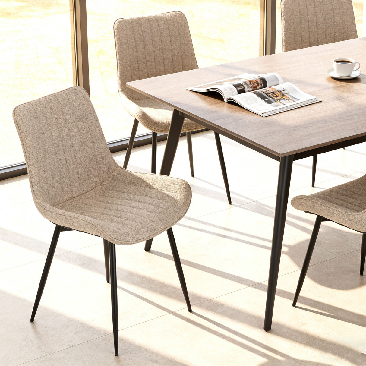 Dining Chair Set With Padded Backrests (Set of 4) - Beige